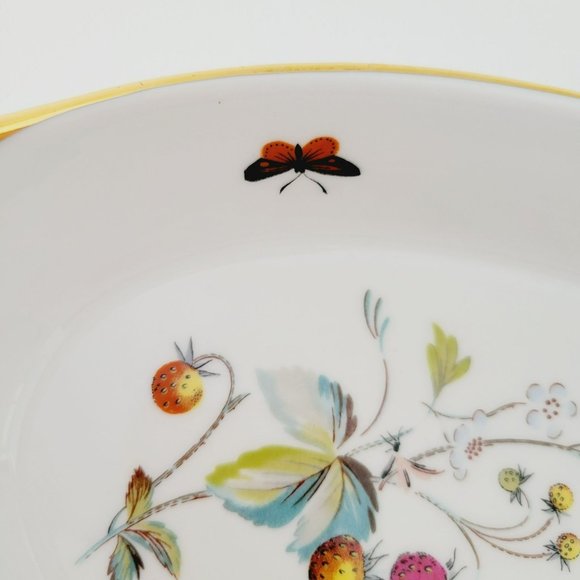Royal Worcester Strawberry Fair Gold Trim Oval Baking Dish Size 9 Butterflies - Picture 10 of 15